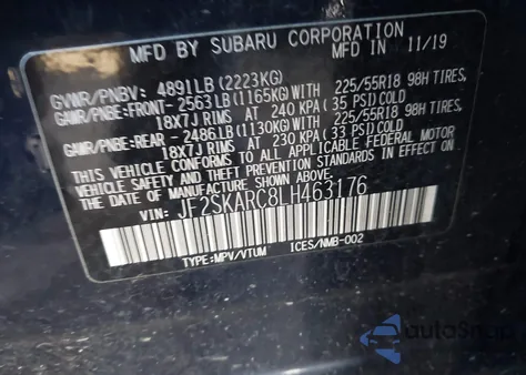 2020 Subaru Forester Sport z USA, uszkodzony, nr VIN JF2SKARC8LH463176